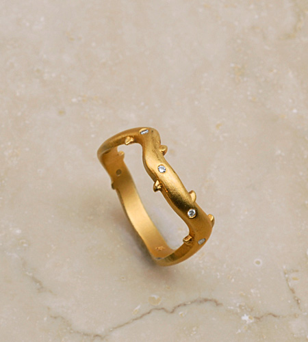 eco friendly Gemstone Vine Ring in Gold, Gemstones, Reclaimed Sterling Silver Gold Vermeil